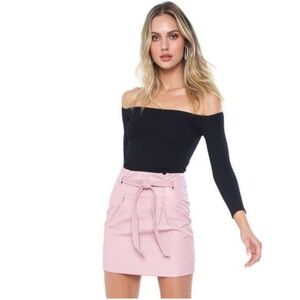 Free People Pink Mini Pencil Skirt with Tie Front